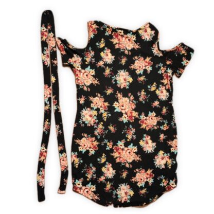 Floral Contrast Cold Shoulder Dress - Image 4