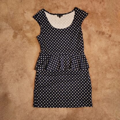 90's Look Deep Blue Polka-dot Dress - Image 3