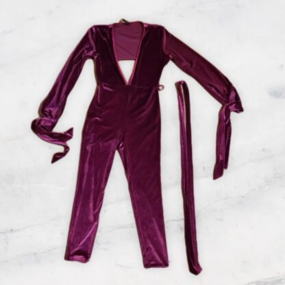 Purple Velvet Plunge Jumper - Image 3