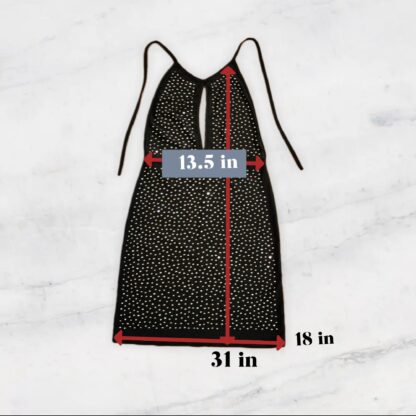 Black Sliver Dots Halter Mini Dress - Image 3