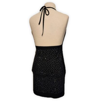 Black Sliver Dots Halter Mini Dress - Image 2