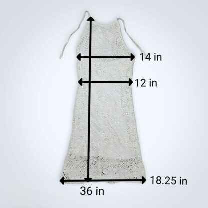 White Crochet Laced Apron Fitted Dress - Image 6