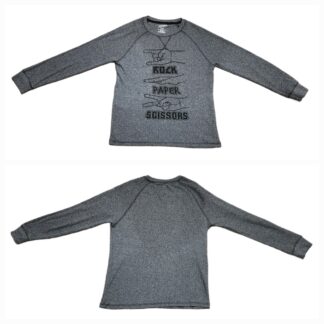 Kids Oversize Grey Rock, Paper, Scissors, Long Sleeve Shirt Sz Lg