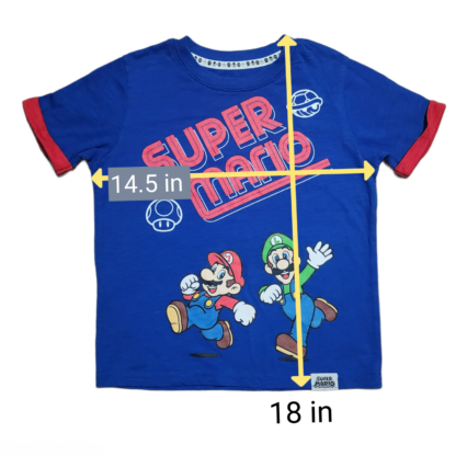 Little Kids Super Mario Blue Short Sleeve Shirt Sz 4/5 - Image 6