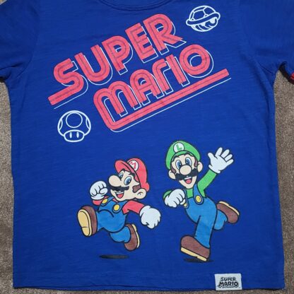 Little Kids Super Mario Blue Short Sleeve Shirt Sz 4/5 - Image 3