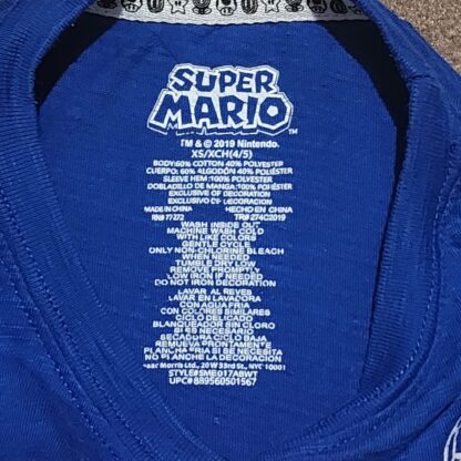 Little Kids Super Mario Blue Short Sleeve Shirt Sz 4/5 - Image 5