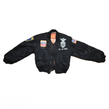 Little Kids Vintage Military Bomber Black Jacket Sz XS - Image 2