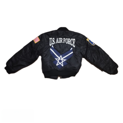 Little Kids Vintage Military Bomber Black Jacket Sz XS - Image 3