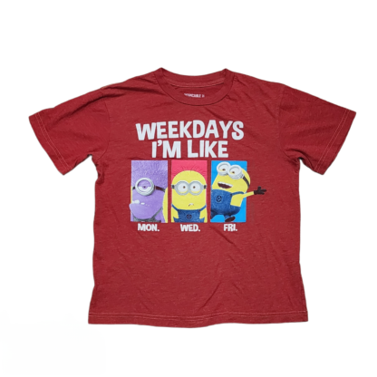 Kids Weekdays Theme Red Tee Size Small