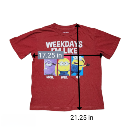 Kids Weekdays Theme Red Tee Size Small - Image 7