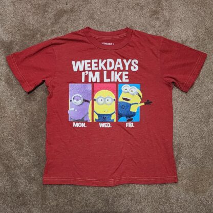 Kids Weekdays Theme Red Tee Size Small - Image 2