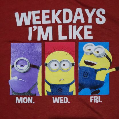 Kids Weekdays Theme Red Tee Size Small - Image 4