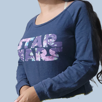 Cool Blue Star Wars Long Sleeve Crop Top Sweatshirt Sz Med