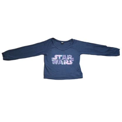 Cool Blue Star Wars Long Sleeve Crop Top Sweatshirt Sz Med - Image 3