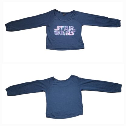 Cool Blue Star Wars Long Sleeve Crop Top Sweatshirt Sz Med - Image 2