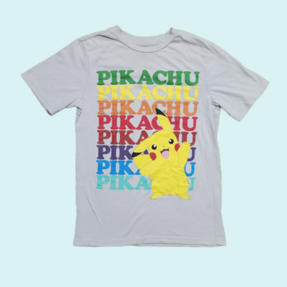 Kids Pikachu Grey Tee Shirt Sz Lg