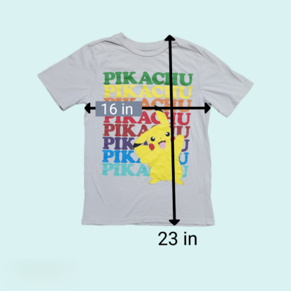 Kids Pikachu Grey Tee Shirt Sz Lg - Image 3