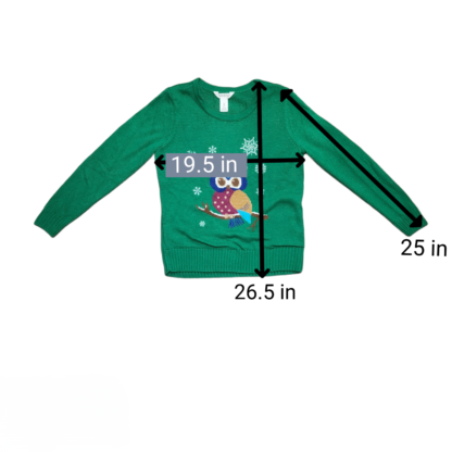 Green Knitted Owl Ugly Sweater Sz Med - Image 7