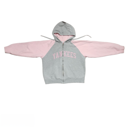 Pink & Grey Yankees Hooded Jacket Sz Med - Image 2