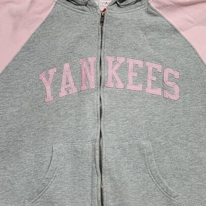 Pink & Grey Yankees Hooded Jacket Sz Med - Image 4