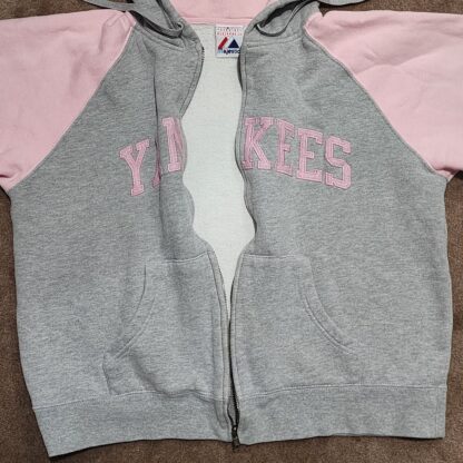 Pink & Grey Yankees Hooded Jacket Sz Med - Image 6