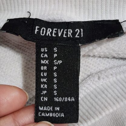 Forever21 White & Strip Crop Top Sweatshirt Sz Small - Image 4